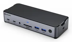 eSTUFF GLB232006 Triple USB-C Docking Station Wired Aluminium USB Type-C 100W 10 Gbit/s Ethernet LAN