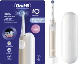Electric vibrating toothbrush Oral-B 2 iO — adult, built-in battery, 3 modes (Daily care, Sensitive, Super sensitive), white/pink, 1 handle + 1 brush head