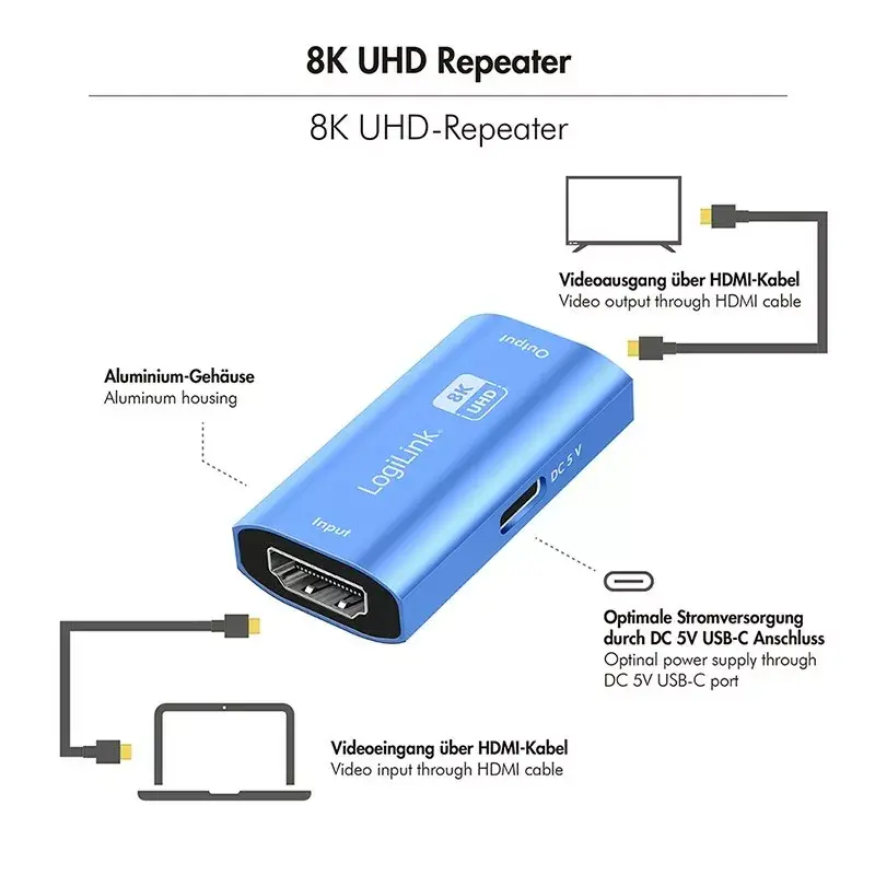LOGILINK HDMI repeater HD0064 — 8K 60Hz, 20 m Photo 5