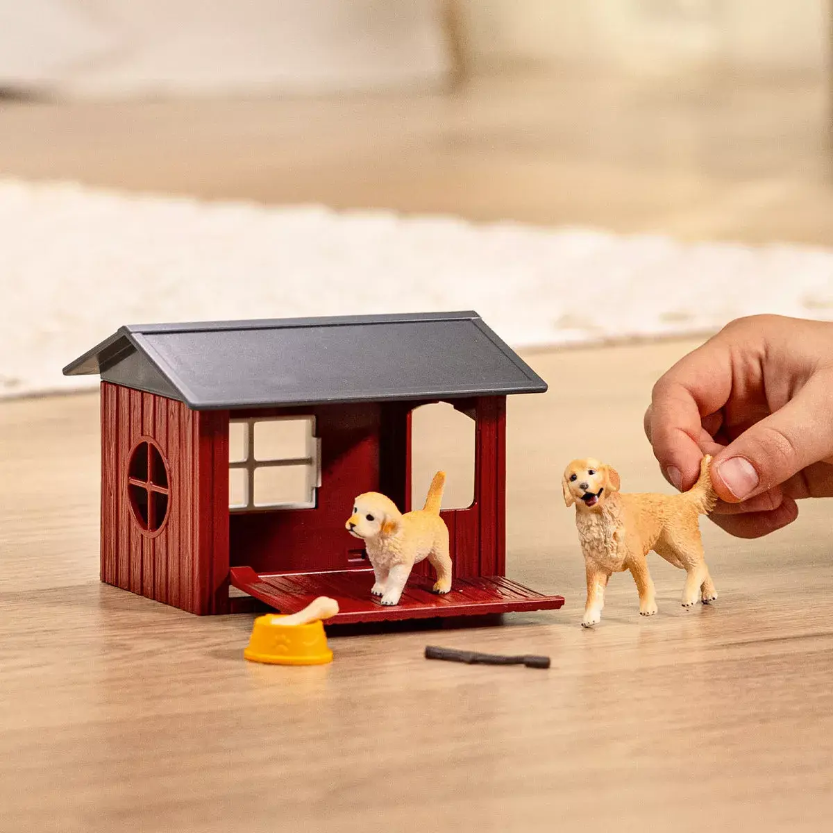 Animal Schleich FARM WORLD Dog Kennel with Golden Retriever Photo 2
