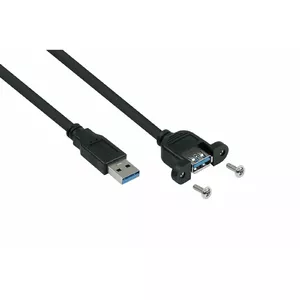 USB A uz USB A kabelis Kabelmeister UK30P-AEA-003S, USB 3.2 Gen 1 (3.1 Gen 1), 0,3 m, melns