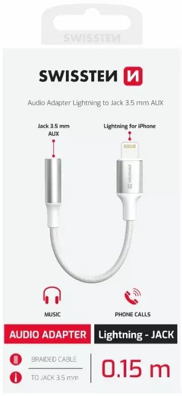 SWISSTEN Lightning uz 3.5 mm adapters 15 cm Photo 2