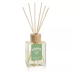 Reed aroma diffuser Tescoma 906628 – lemongrass & ginger scent, glass bottle, wooden cap, 9 rattan sticks, fragrance lasts 7–9 weeks