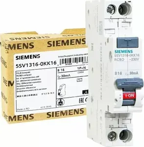 Дифференциальный автомат Siemens 5SV1316-0KK16, 2 полюса, 16А, характеристика B, 30мА, тип AC