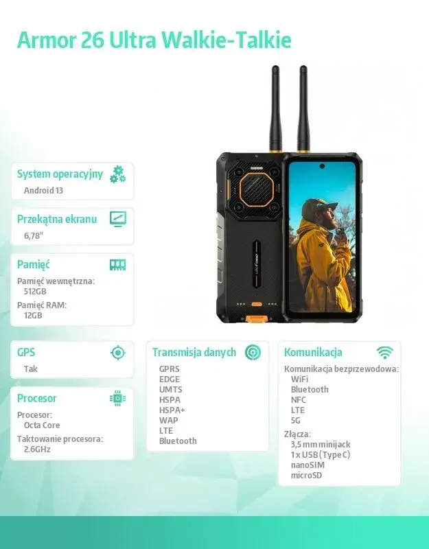 UleFone Armor 26 Ultra viedtālrunis 6.1" 12/512GB Photo 23