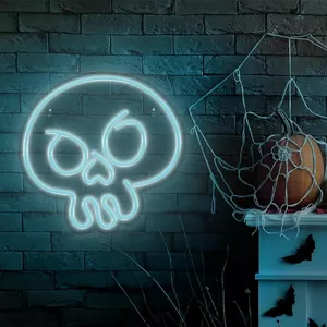 Decorative LED neon skull forever RTV100293 turquoise — wall-mounted LED sign