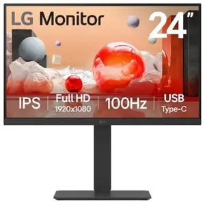 LG 24BA750-B Computer Monitor 23.8" Full HD IPS LCD 1920 x 1080 USB-C 65W Built-in Speakers Hub Black