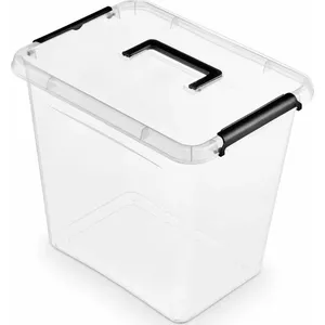 Storage container ORPLAST Simple box 30 L with handle, transparent