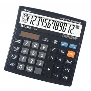 Desktop calculator Eleven CT555N — solar-powered compact black design, basic arithmetic functions