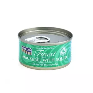 Wet cat food FISH4DOGS Mackerel with squid 70 g pouch, 70 g, fish flavor, 12% protein, 84.5% moisture