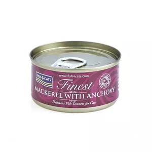 Влажный корм для кошек FISH4DOGS Mackerel с анчоусом 70 г — рыбный вкус, 12% белка, 84,5% влаги