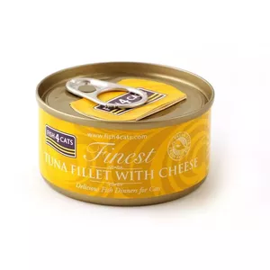 Wet cat food FISH4DOGS Tun fillet with cheese pouch 70 g – fish flavour, 83% moisture, 14% protein