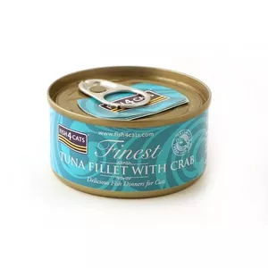 Влажный корм для кошек FISH4DOGS Tuna fillet with crab 70 g — банка, 70 г, 85% влаги, 12% белка