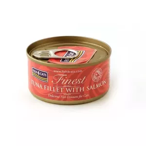 Wet cat food FISH4DOGS Tuna fillet with salmon 70 g pouch, adult, fish flavor, 85% moisture