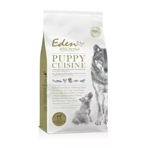 Сухой корм для щенков Eden Puppy Cuisine 80/20 средний гранулят 2 кг — формула для роста, лосось, 40% белка, 17.5% жира