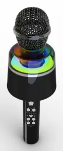 Gembird MICBT-01-BK Bezvadu karoke mikrofons melnā krāsā ar Bluetooth, 150 - 18000 Hz frekvenci, 3 W skaļruņa jaudu un iebūvētu akumulatoru