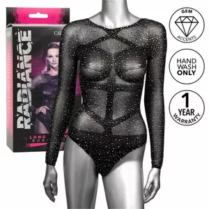 Bodysuit CALEXOTICS One Size Black RADIANCE LONG SLEEVE BODYSUIT RHINE