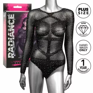 Bodysuit CALEXOTICS Plus Size Black Radiance Long Sleeve D-238351