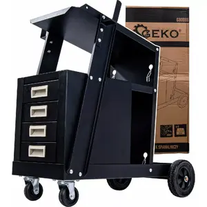 Tool cart GEKO G80088 with handle and 4 drawers, durable steel construction