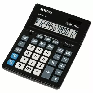 Desktop calculator Eleven KALCDB1201BK — 12-digit, solar/battery, black, 155×205×35 mm