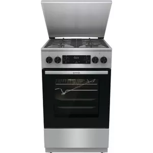 Brīvstāvošā plīts Gorenje GKS5C71XF sudrabota – gāzes virsma 4 zoni, elektriskā cepeškrāsns 70 L, energoefektivitāte A