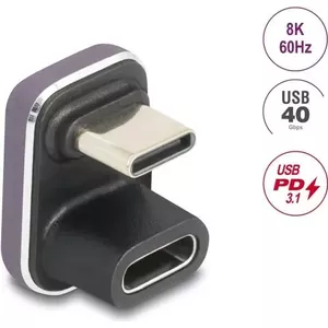USB-C adapter DELOCK 60737 180° 40 Gbps 240 W – right-angle high-speed power and data adapter