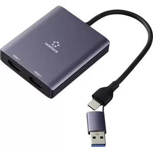 USB-C to HDMI adapter Renkforce RF-6418198 4K UHD with 1x USB-A and 2x HDMI outputs