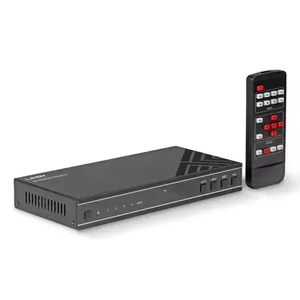 AV‑приёмник Lindy 4x1 4K60 HDMI Seamless Multiview Switch, 3840×2160@60 Гц, 12В 2.5А, чёрный