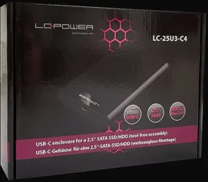External Hard Drive Enclosure LC-Power LC-25U3-C4 for 2.5" SATA III drives, USB 3.2, Aluminum