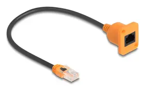 Network cable DELOCK 90803 Cat5e U/UTP RJ-45 to RJ-45 Black/Orange 0.3 m
