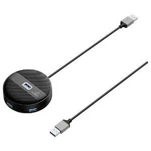 Renkforce RF-6266640 USB 3.2 Gen 2 Type-A interfeisa centrmezgls ar 4 portiem un 5000 Mbit/s datu pārsūtīšanas ātrumu, melns