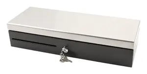 Electronic cash drawer Olympia HS-170S with plastic/steel housing, black and stainless steel finish