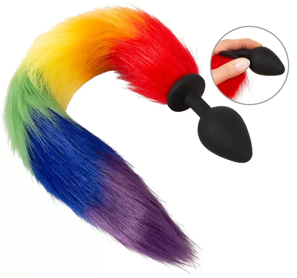 Анальная пробка you2toys Silicone Fluffy Tail Rainbow Photo 2