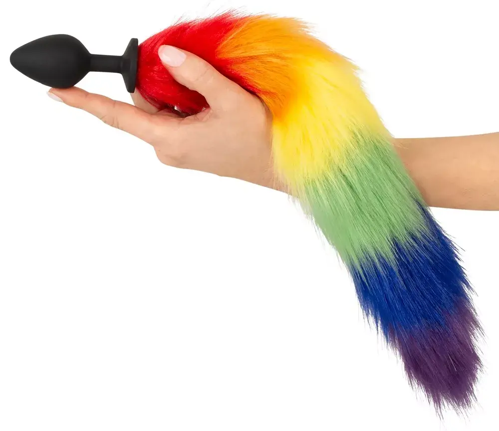 Анальная пробка you2toys Silicone Fluffy Tail Rainbow Photo 5