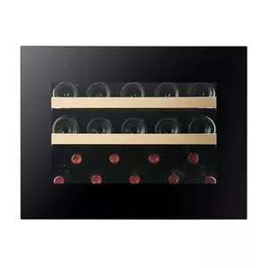 Built-in wine cooler Dunavox DVH-19.50B.TO — 19-bottle capacity, adjustable temperature, push-to-open, LCD touch, telescopic wooden shelves
