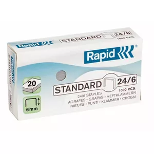 Скобы ESSELTE Rapid Standard 24/6, упаковка 1000 шт., оцинкованная сталь, размеры 16×69×38 мм