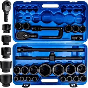 Impact socket set Forcekraft FK-68262-5MPB — 26 pcs, 3/4" (17–50 mm) & 1" (55–65 mm), hexagonal