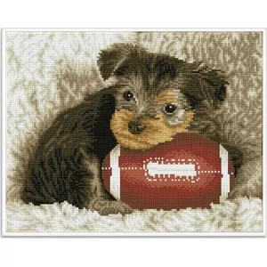 Набор Diamond Dotz «Diamond mosaic» Footy Pup — щенок с регбийным мячом, 49×40 см