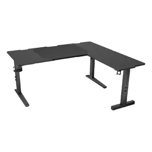 Stūra galds GENESIS NDS-2295, melna MDF virsma 1600×1550 mm, tērauda rāmis, ar augstuma regulēšanu