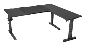 Genesis NDS-2295 Corner Computer Desk Black with MDF Rectangular Table Top and Steel Frame
