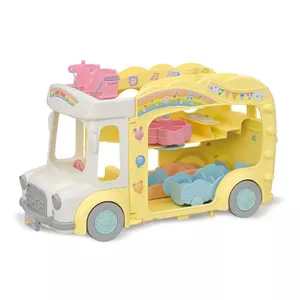 Epoch Sylvanian Families Rainbow Fun Nursery Bus, multicolour toy bus, recommended for ages 3 to 99