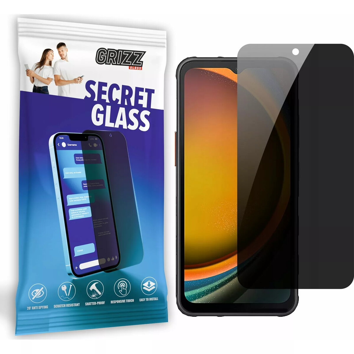 Aizsargstikls ar privātumu GrizzGlass priekš Samsung