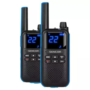 Портативная пара радиостанций SENCOR SMR700BLUE — 2W/0,5W, 16+155 каналов, IP54, Li‑Ion 1800 мА·ч, зарядка USB‑C