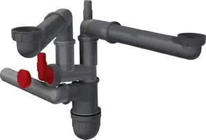 Bottle trap Franke Grey Line for 2-compartment sink — space-saving design