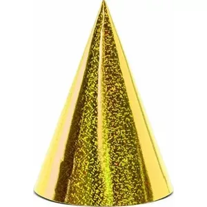 PartyDeco party hats holographic gold 17 cm 6 pcs — universal size