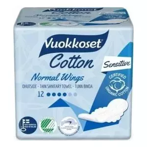 Прокладки Vuokkoset COTTON Normal Sensitive с крылышками, 12 шт.