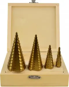 Step Drill Set GEKO G38503, 4 pcs, steps 4–39 mm, conical step bits for sheet metal and plastics