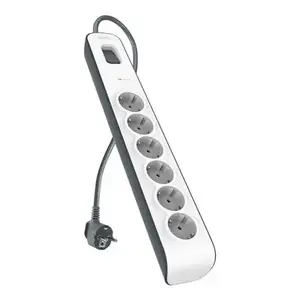 Belkin BSV603VF2M-V2 Surge Protector with 6 AC Outlets, 2-Meter Cord, Grey and White