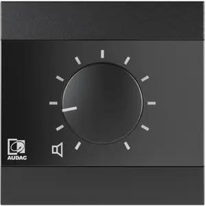Wall-mounted volume control Audac WP200/B black — single-gang passive stereo rotary knob
