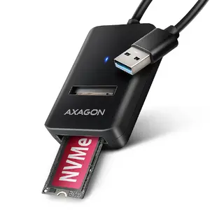 SSD enclosure AXAGON ADM2-AM USB-A 10Gbps for single M.2 NVMe/SATA drive, USB 3.2 Gen 2, 10 cm cable, black